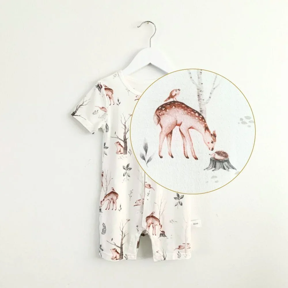 NWT Adorable Short Sleeve Baby Deer Romper Shorts Sleep N' Play One-Piece 3-6M